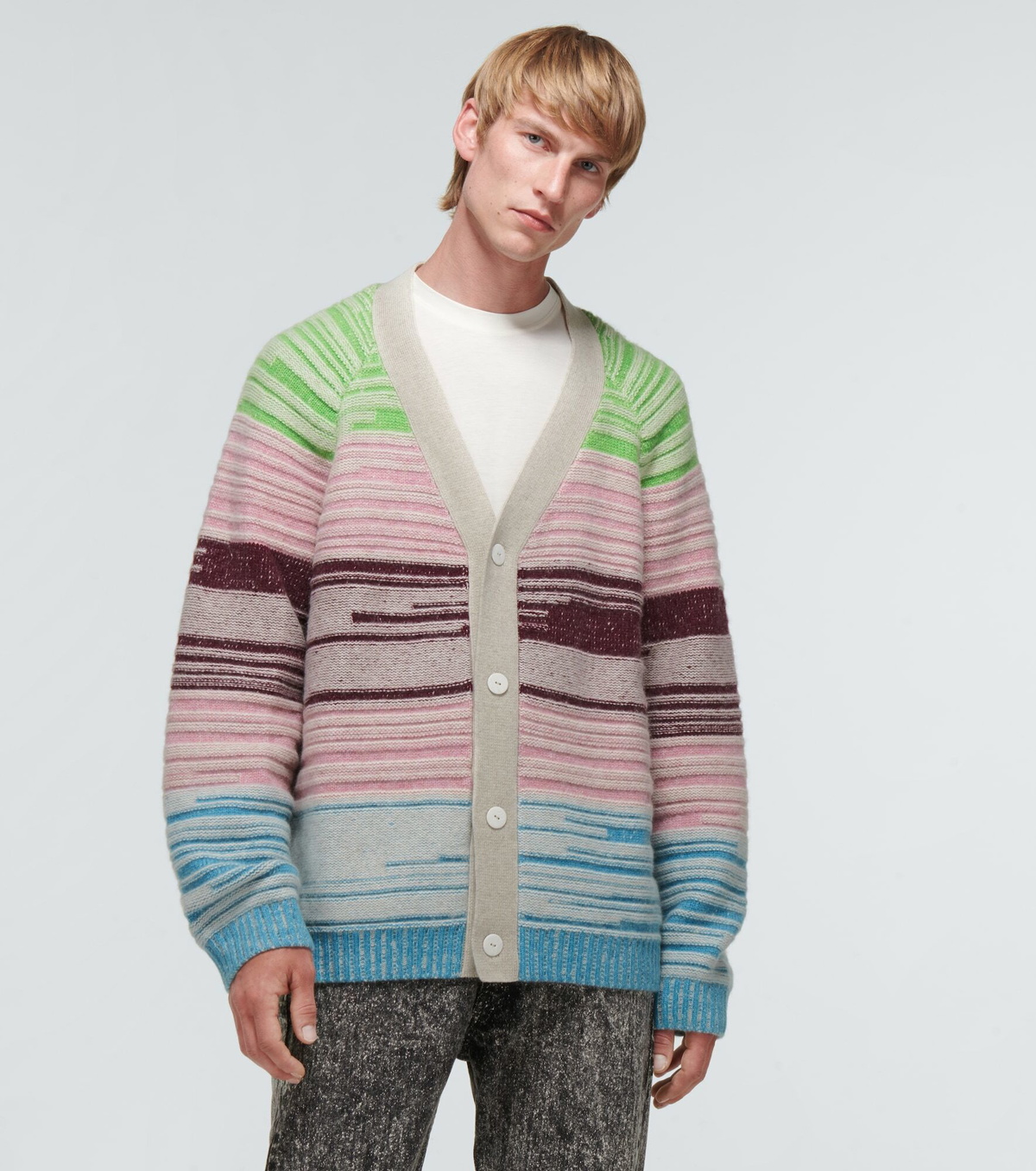 The Elder Statesman - Mix N Marl striped cashmere cardigan The