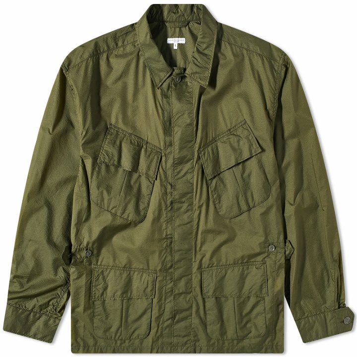Photo: Engineered Garments Men's Jungle Fatigue Jacket in Olive Nylon Micro Ripstop