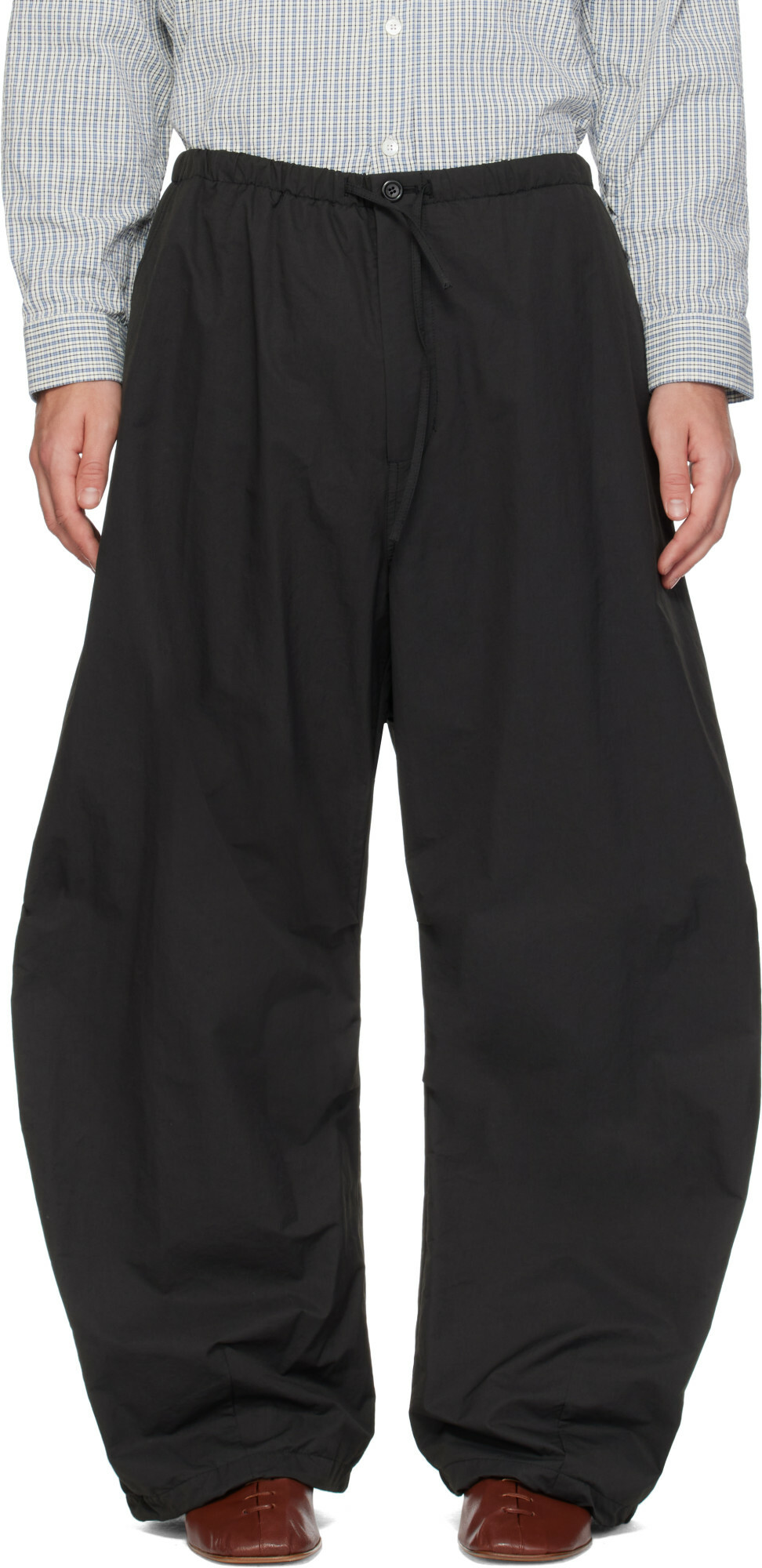 AMOMENTO Black Drawstring Wide Fatigue Trousers
