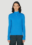 Courrèges - Logo Embroidery Ribbed Sweater in Blue
