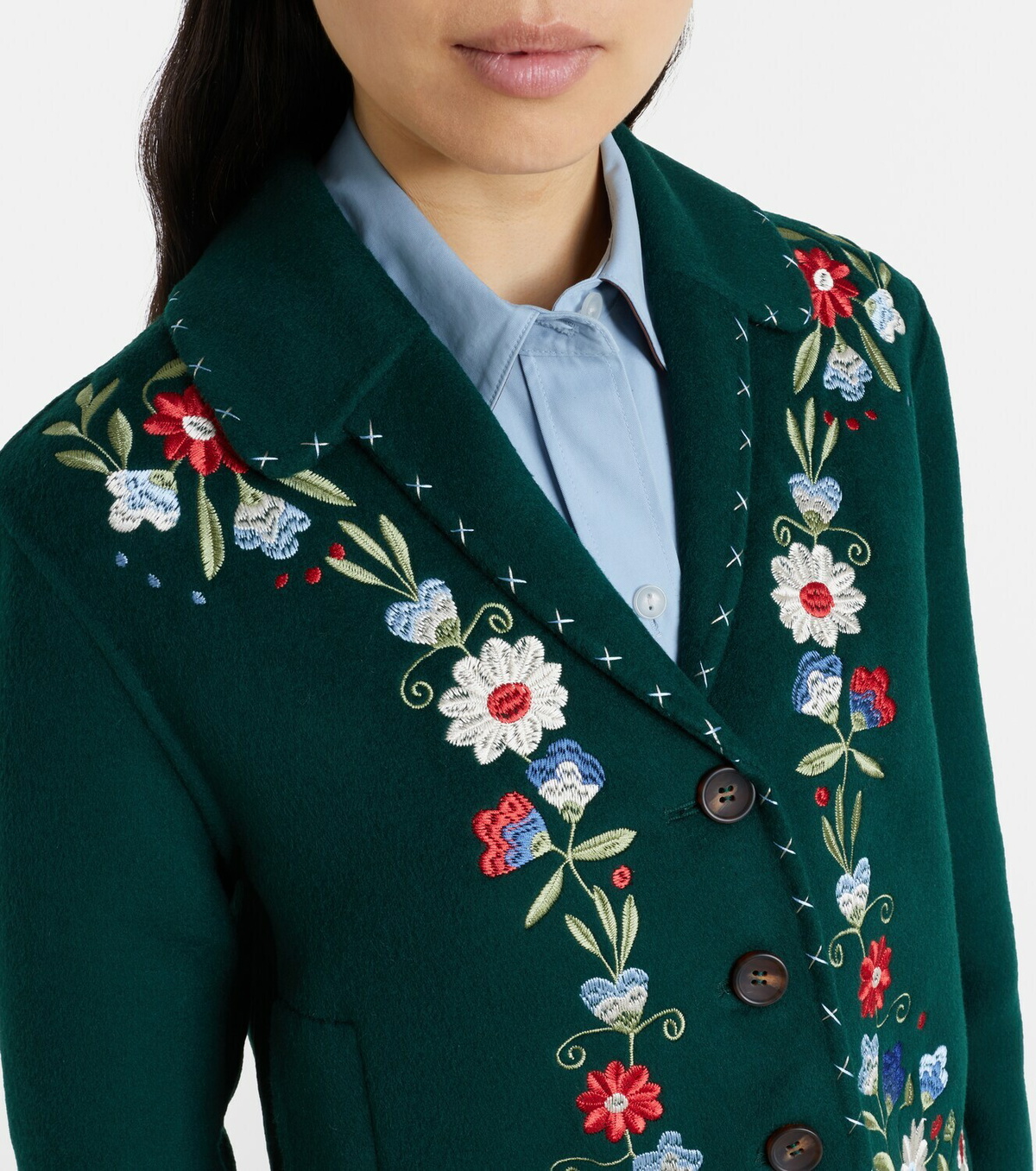 Rixo Jude embroidered floral wool-blend jacket