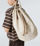 Prada Logo embroidered canvas duffel bag