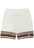 Casablanca Logo-appliquéd Striped Crochet Cotton-knit Shirt White
