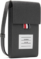 Thom Browne Grey Leather Messenger Bag