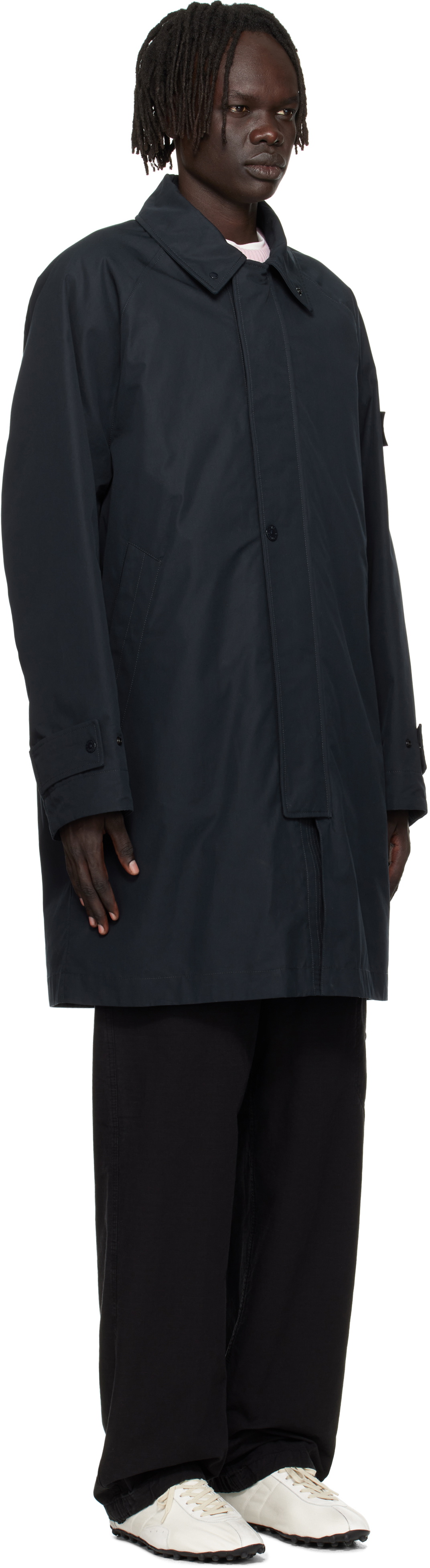 Stone Island Navy 7100018 Weatherproof Cotton Canvas Long Coat