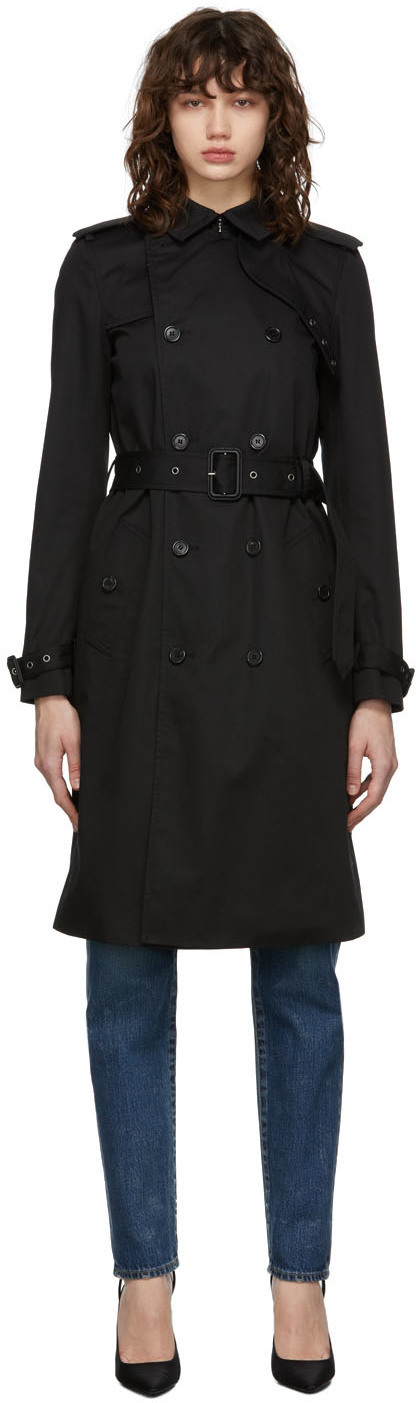 Saint Laurent Black Double-Breasted Trench Coat Saint Laurent