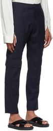 Dries Van Noten Navy Polyester Trousers