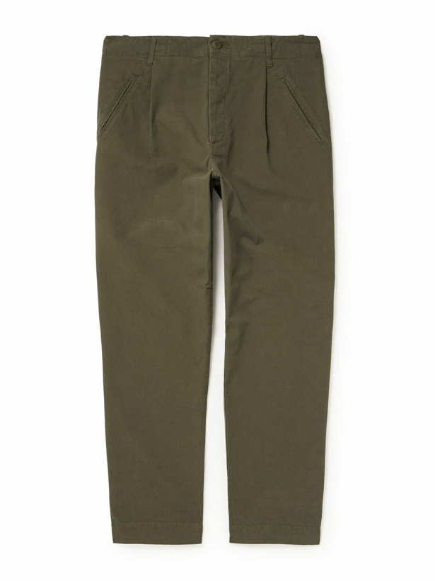 Photo: Folk - Assembly Garment-Dyed Pleated Cotton-Canvas Trousers - Brown