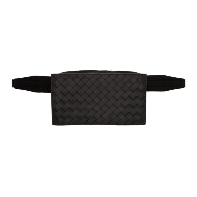 Photo: Bottega Veneta Black Intrecciato Packable Belt Bag
