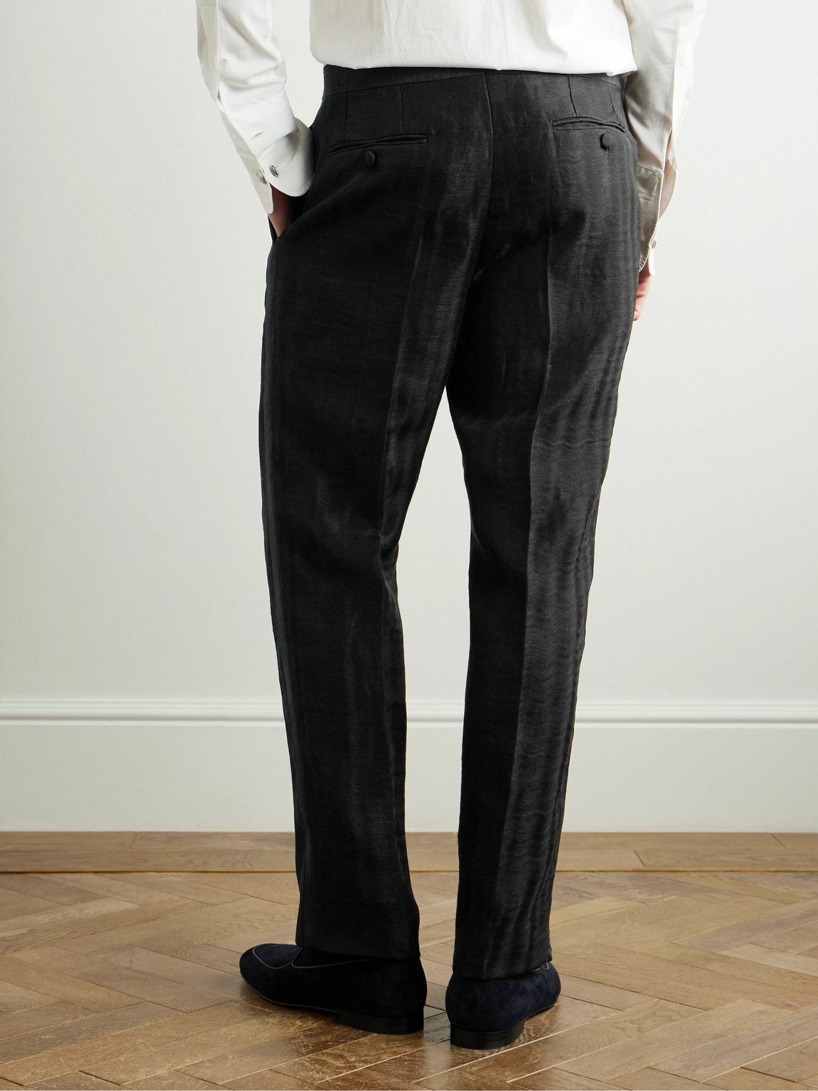 Brioni - Tapered Faille Tuxedo Trousers - Black