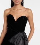 Rasario Bow-detail velvet midi dress