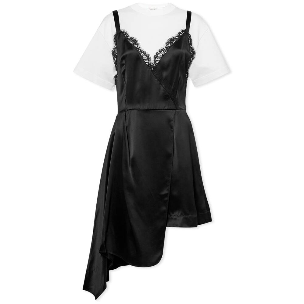 ワンピース Alexander Mcqueen Black Satin Dress Alexander McQueen Sheath Dress, Size 40 IT