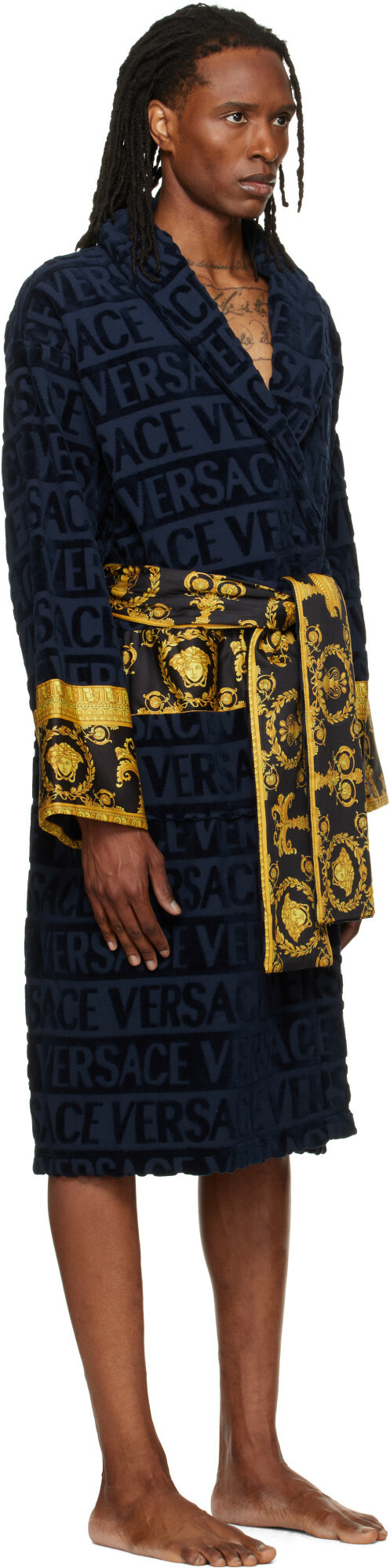 Versace Navy 'I Heart Baroque' Bathrobe