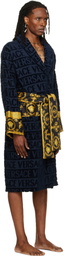 Versace Navy 'I Heart Baroque' Bathrobe
