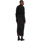 Winnie Black Silk Draped Shoulder Dress