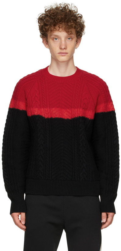 Photo: Alexander McQueen Red & Black Aran Knit Bi-Color Sweater