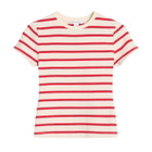 Good American Women's Super Stretch Baby T-Shirt in Ecru/Chili Wide Stripe