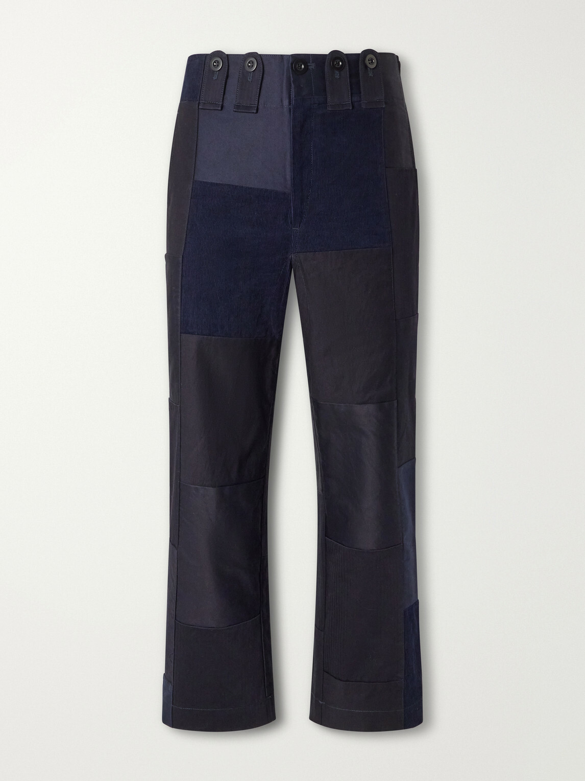 Junya Watanabe - Patchwork Straight-Leg Paneled Cotton-Twill Trousers - Blue