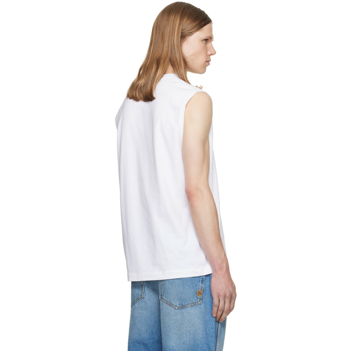 BALMAIN White 'Balmain Paris' Embroidered Tank Top