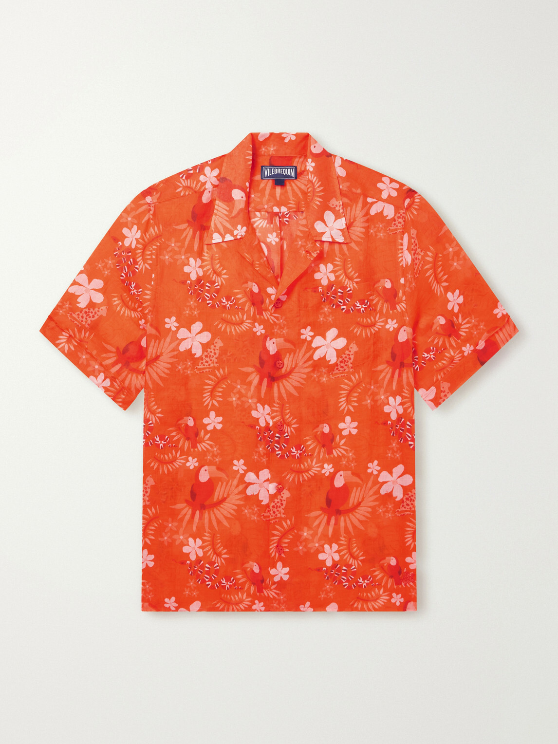 Vilebrequin - Charli Camp-Collar Printed Ramie Shirt - Orange