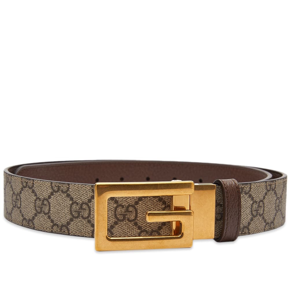 Gucci Men's G Cube GG Supreme Belt in Gold/Beige Gucci