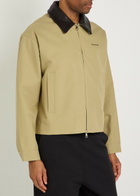 Cole Buxton Leather Collar Logo-embroidery Cotton Jacket Sand