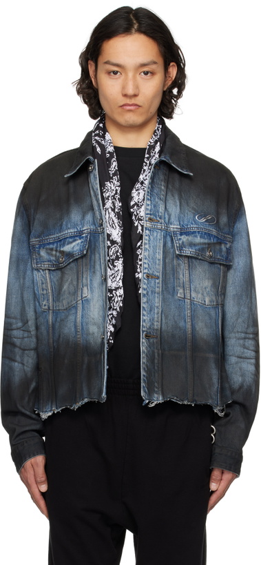 Photo: We11done Blue Sprayed Sporty Selldone Denim Jacket