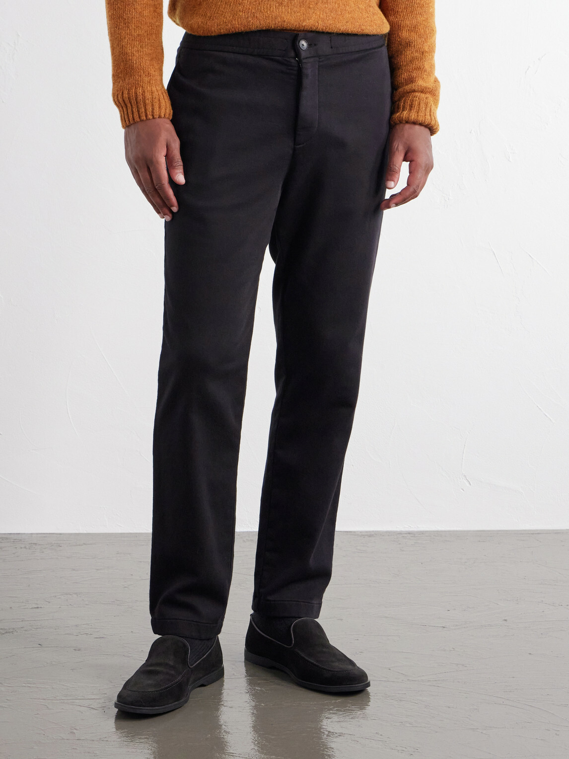 Mr P. - Tapered Cotton-Blend Jersey Drawstring Sweatpants - Black