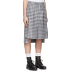 Thom Browne Grey and White Backstrap Knee-Length Skirt