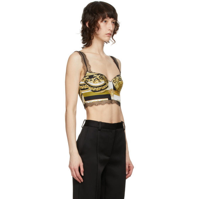 Versace Black and Gold Lace Barocco Camisole Versace