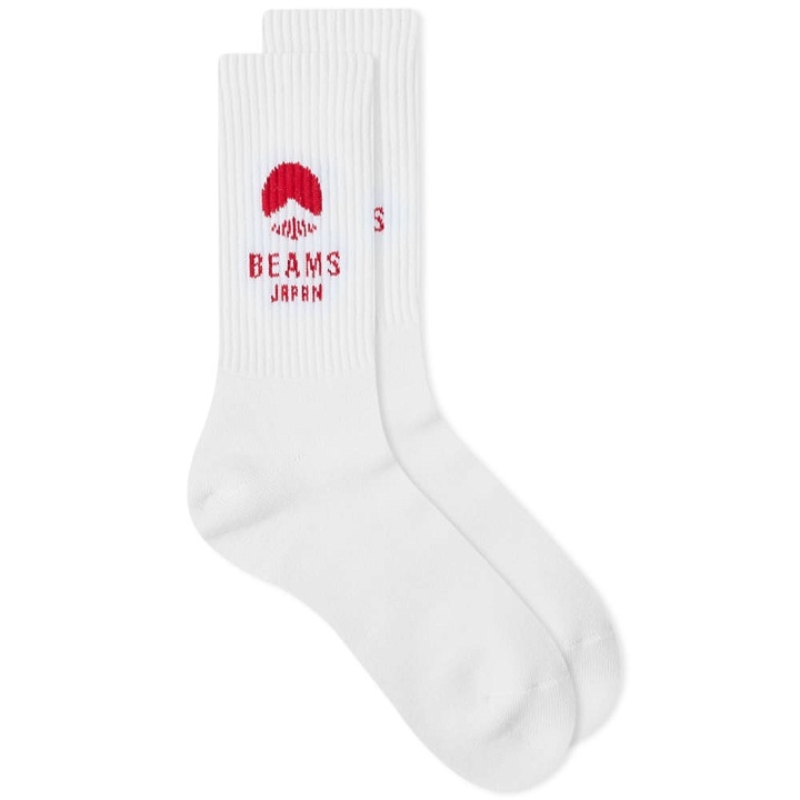 Photo: BEAMS JAPAN Logo Sock in White/Red