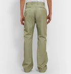 Off-White - Slim-Fit Flared Sateen Trousers - Green