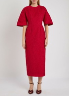 Roksanda Falah Cloqué Midi Dress Red