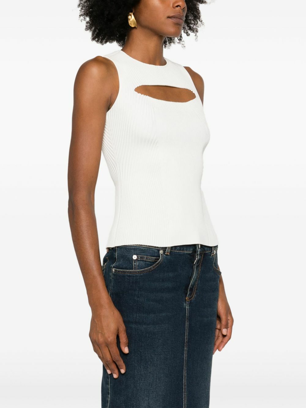 Alexander McQueen Slashed Ribbed Knitted Top Alexander McQueen