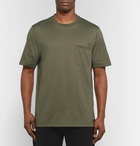 Brioni - Embroidered Cotton-Jersey T-Shirt - Men - Army green