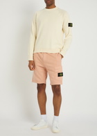 Stone Island Logo Cotton Shorts Pink