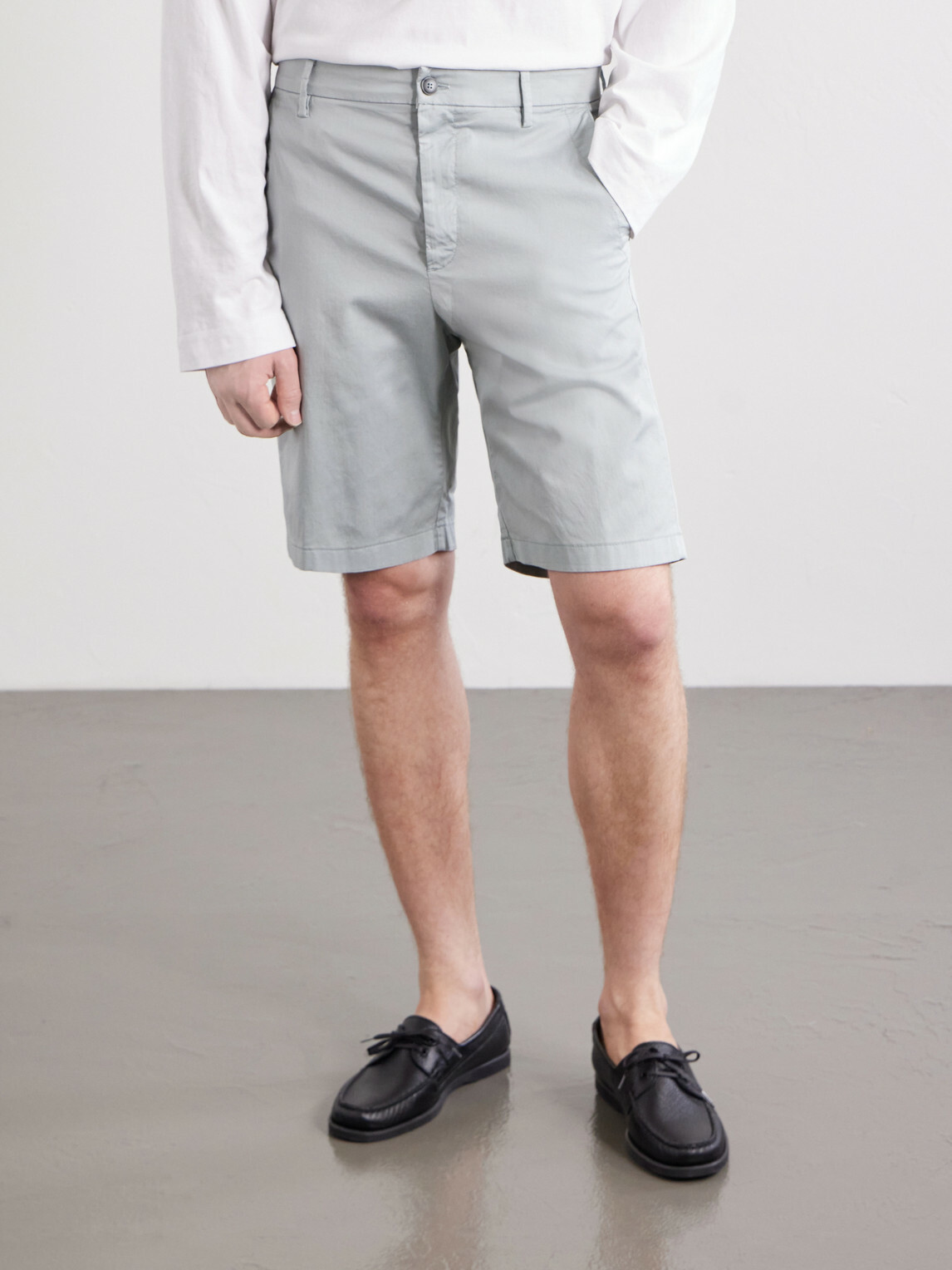 Canali - Straight-Leg Stretch Cotton-Blend Gabardine Shorts - Blue