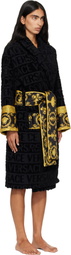 Versace Black 'I Heart Baroque' Bathrobe