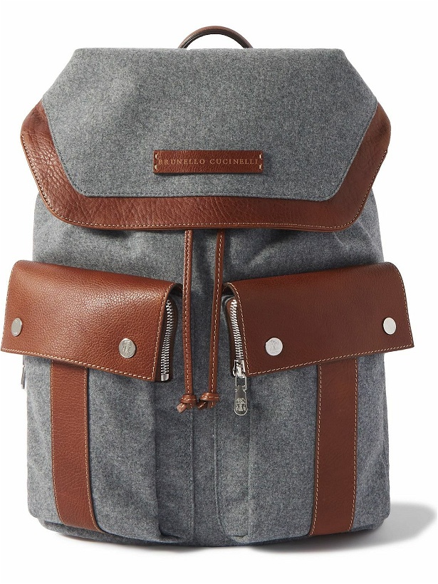 Photo: Brunello Cucinelli - Full-Grain Leather-Trimmed Felt Backpack