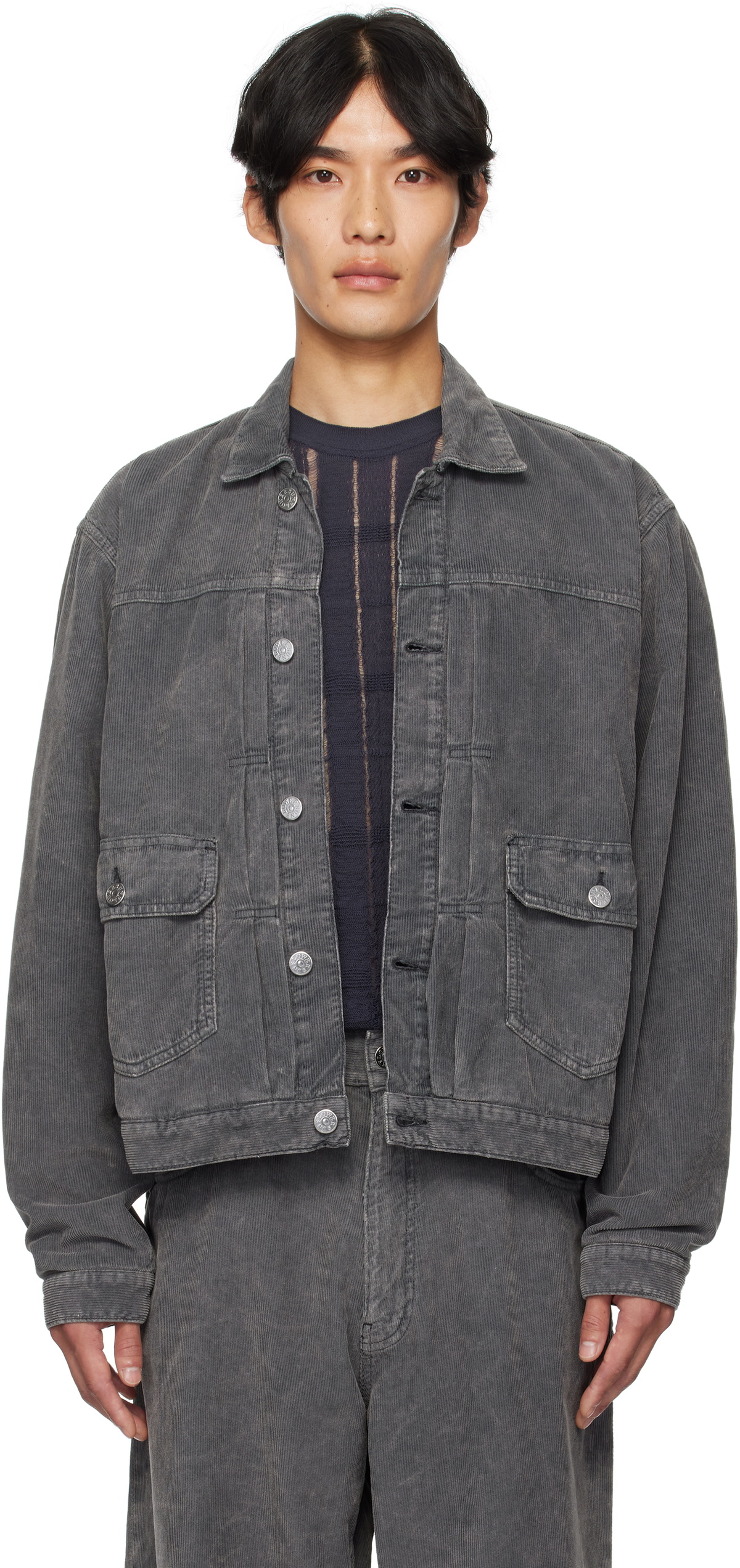 Gosha Rubchinskiy Faux Shearling Collar Denim Jacket Gosha