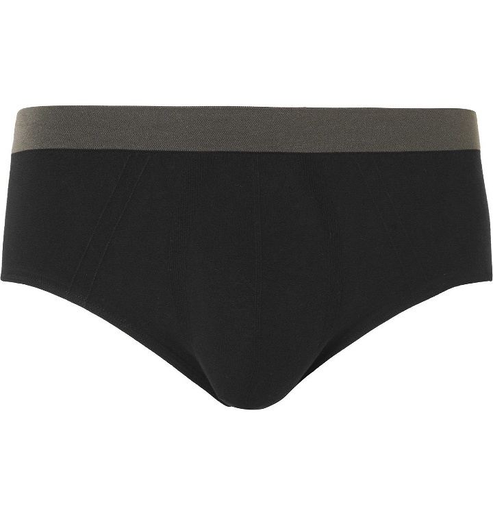 Photo: Hamilton and Hare - Five-Pack Seamless Cotton-Blend Briefs - Black