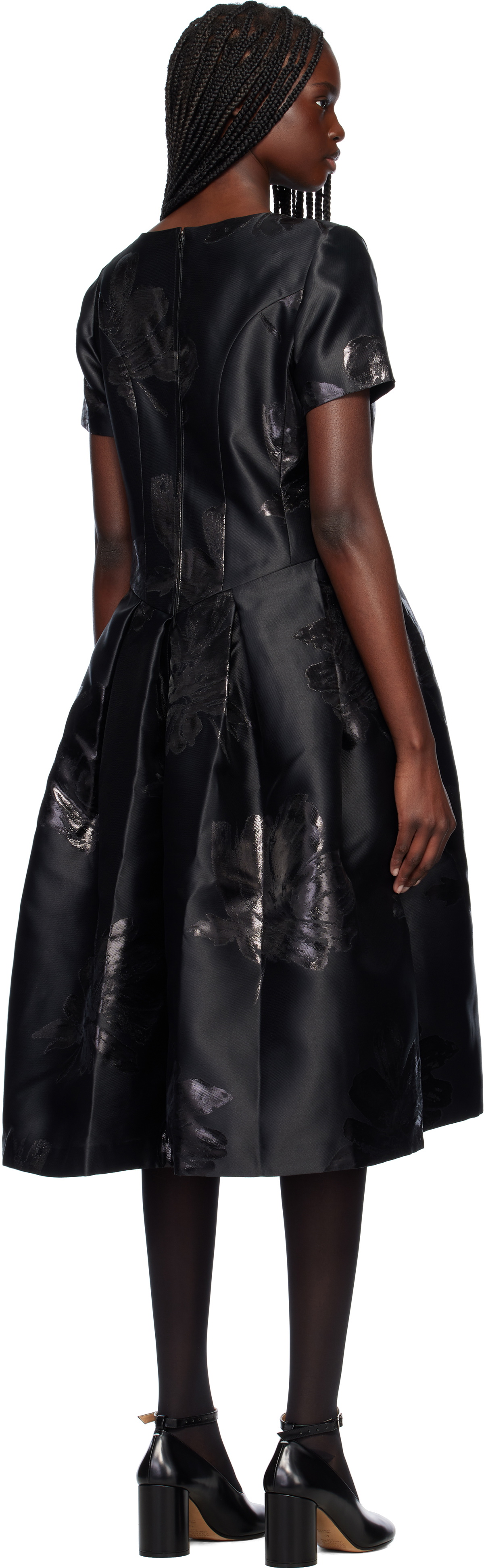 Comme des Garçons Comme des Garçons Black Jacquard Floral Pattern Midi Dress