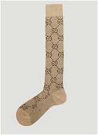 Metallic Interlocking G Motif Calf Socks in Brown