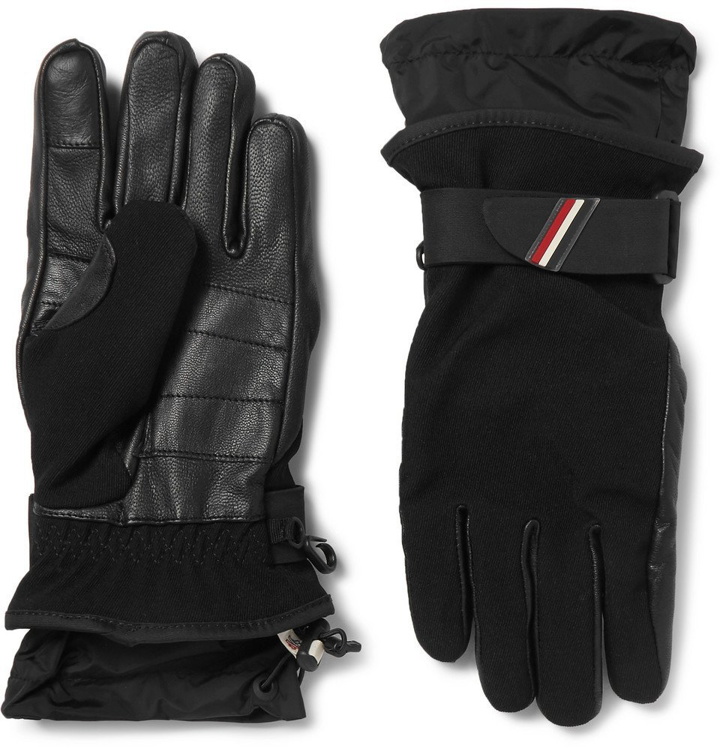 Photo: Moncler Grenoble - Shell-Trimmed Fleece and Leather Ski Gloves - Black