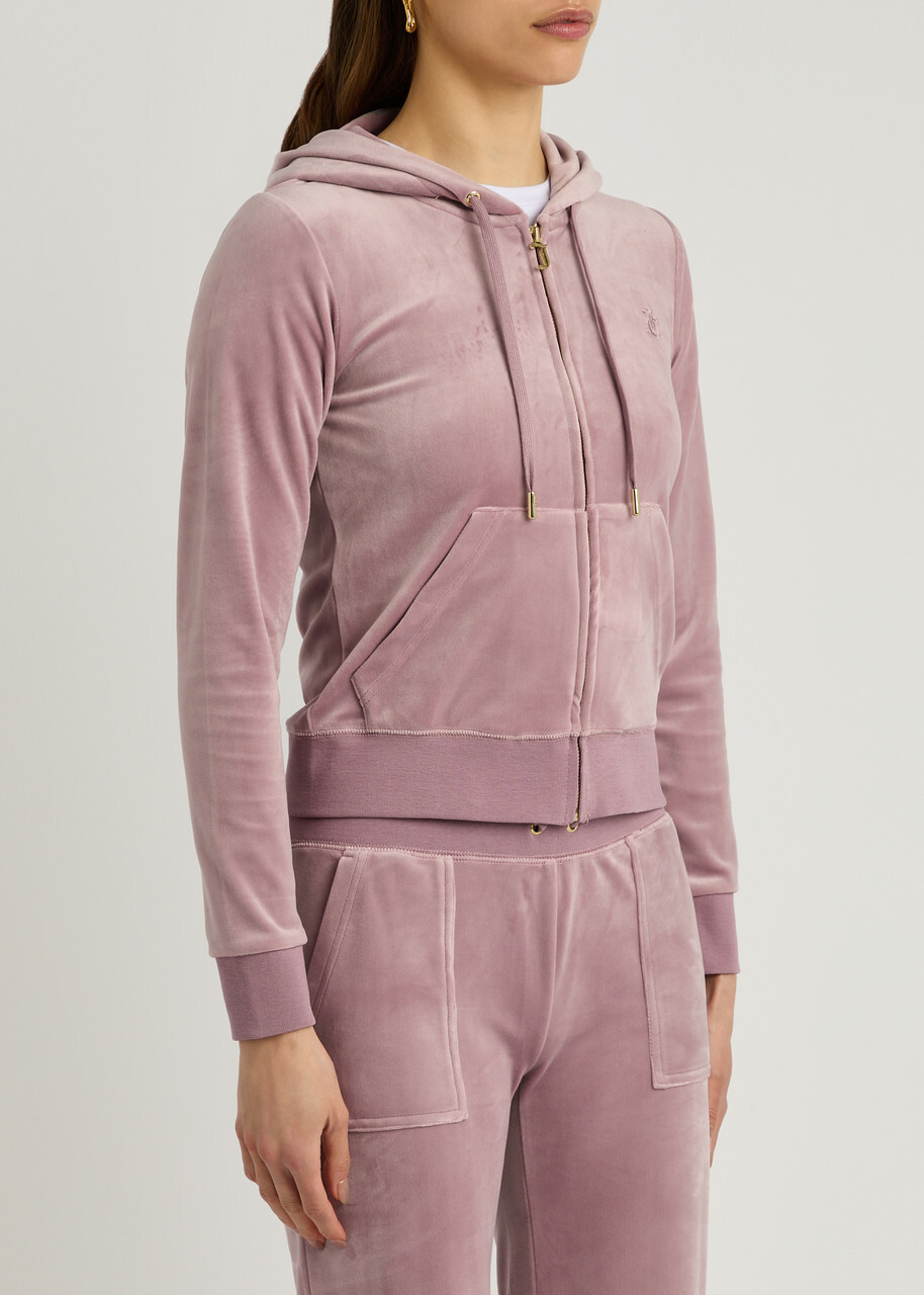 Juicy Couture Robertson Hooded Velour Sweatshirt Light Pink