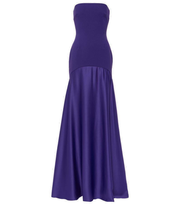 Photo: Solace London Alessandra off-shoulder satin gown