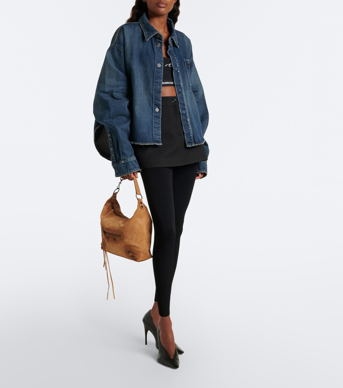 Balenciaga Le City Small suede shoulder bag