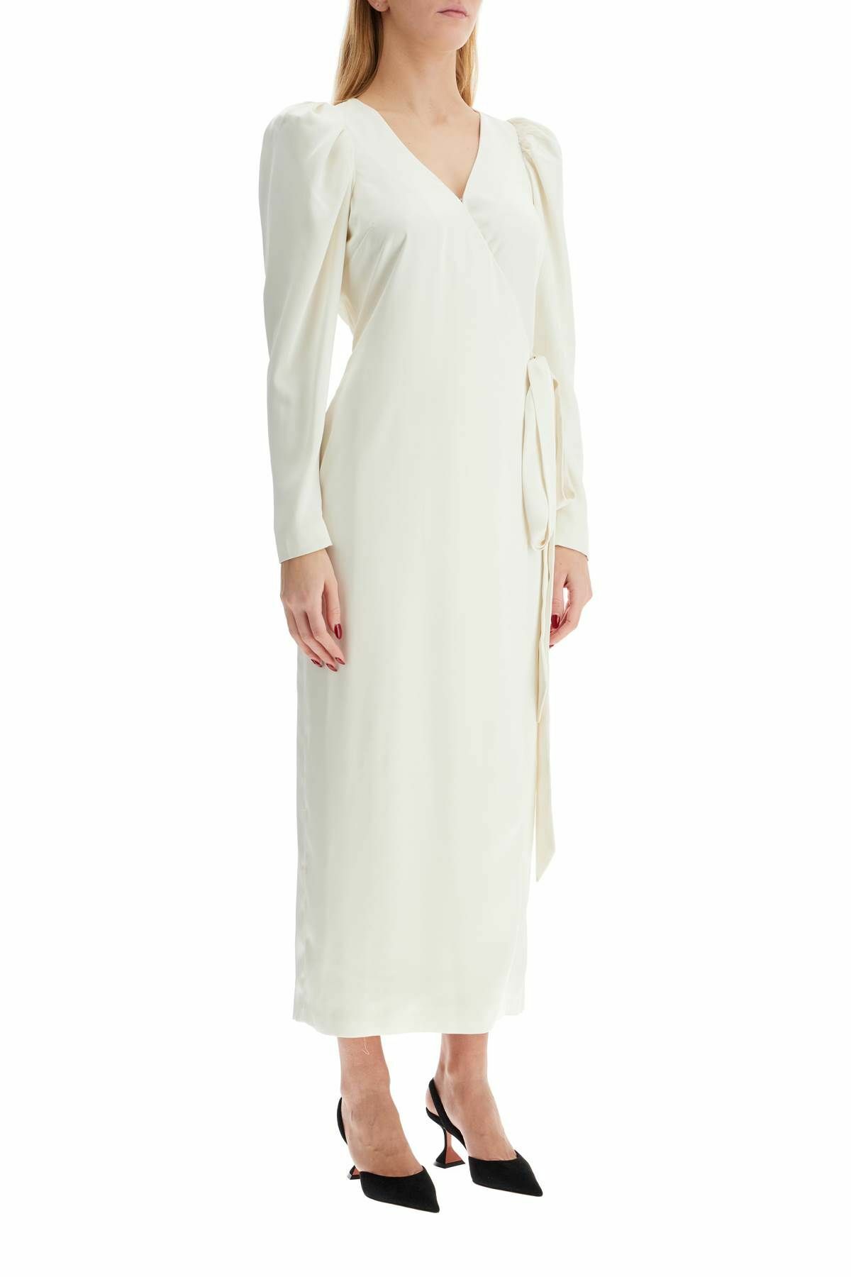 ROTATE wrap midi dress with a wrap White