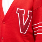 Valentino Men's V Logo Cardigan in Red/Ivory