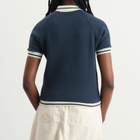 SUNDAYFRUITMARKET Women's Cherry Waffle Collar T-Shirt in Navy